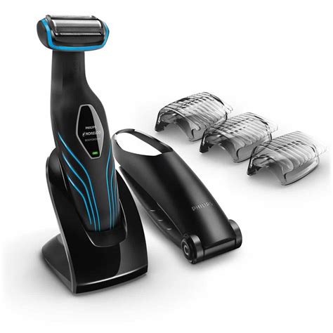 The four-directional pivoting shaver adapts to the contours of your body for a smooth shave. . Norelco bodygroom